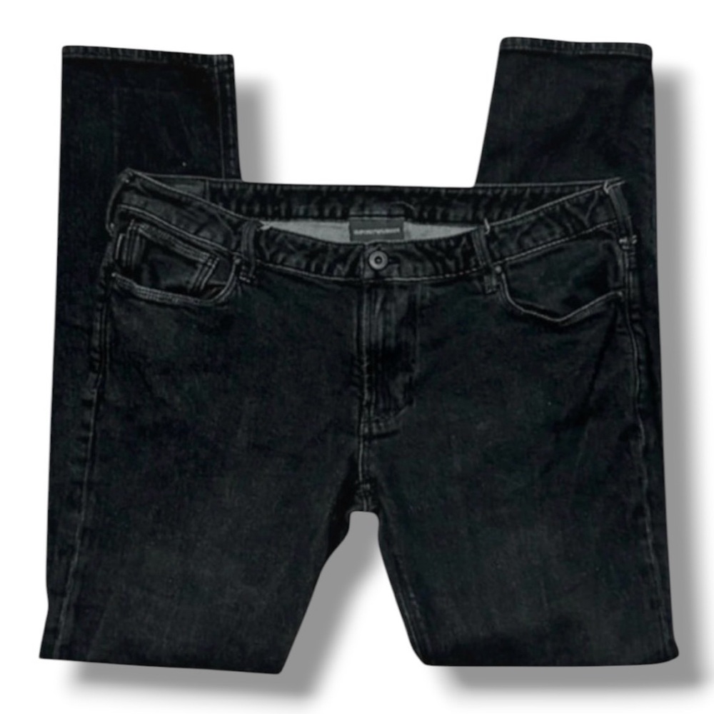 Emporio Armani 11oz Black Straight Leg Jeans | Men’s W36 x L32